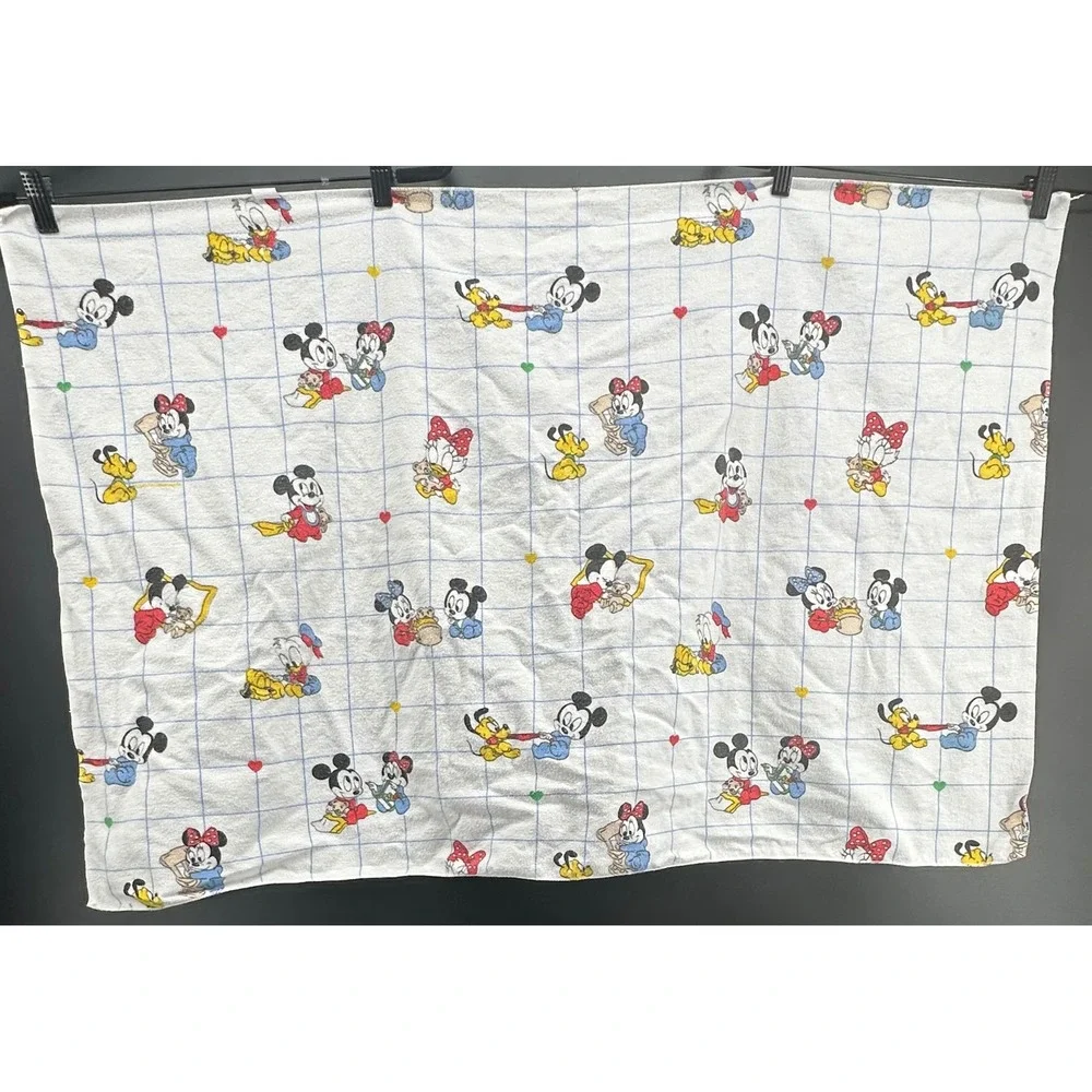 Vintage Disney Babies Receiving Blanket Mickey Minnie Donald Pluto USA Dundee